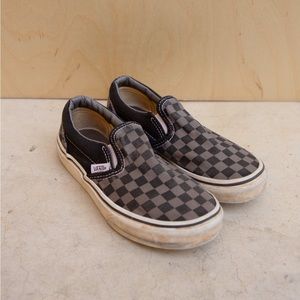 Vans Off The Wall Kids Grey Black Checkerboard Slip On Shoes Unisex US Kids 1.5